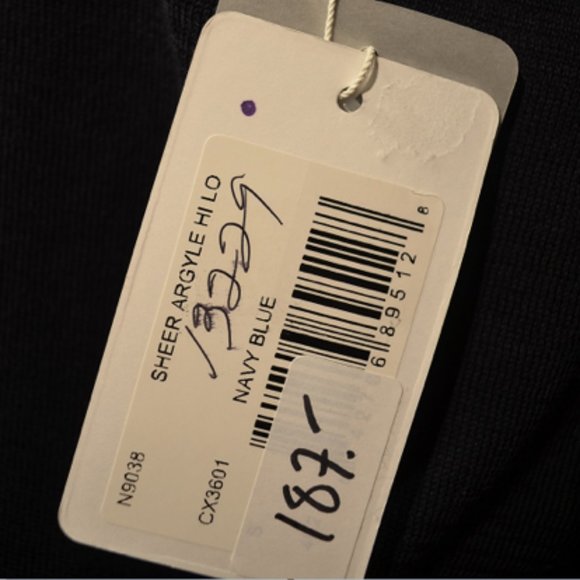 Navy Cotton sheer Argyle Pattern Knit Pullover - Picture 8 of 8